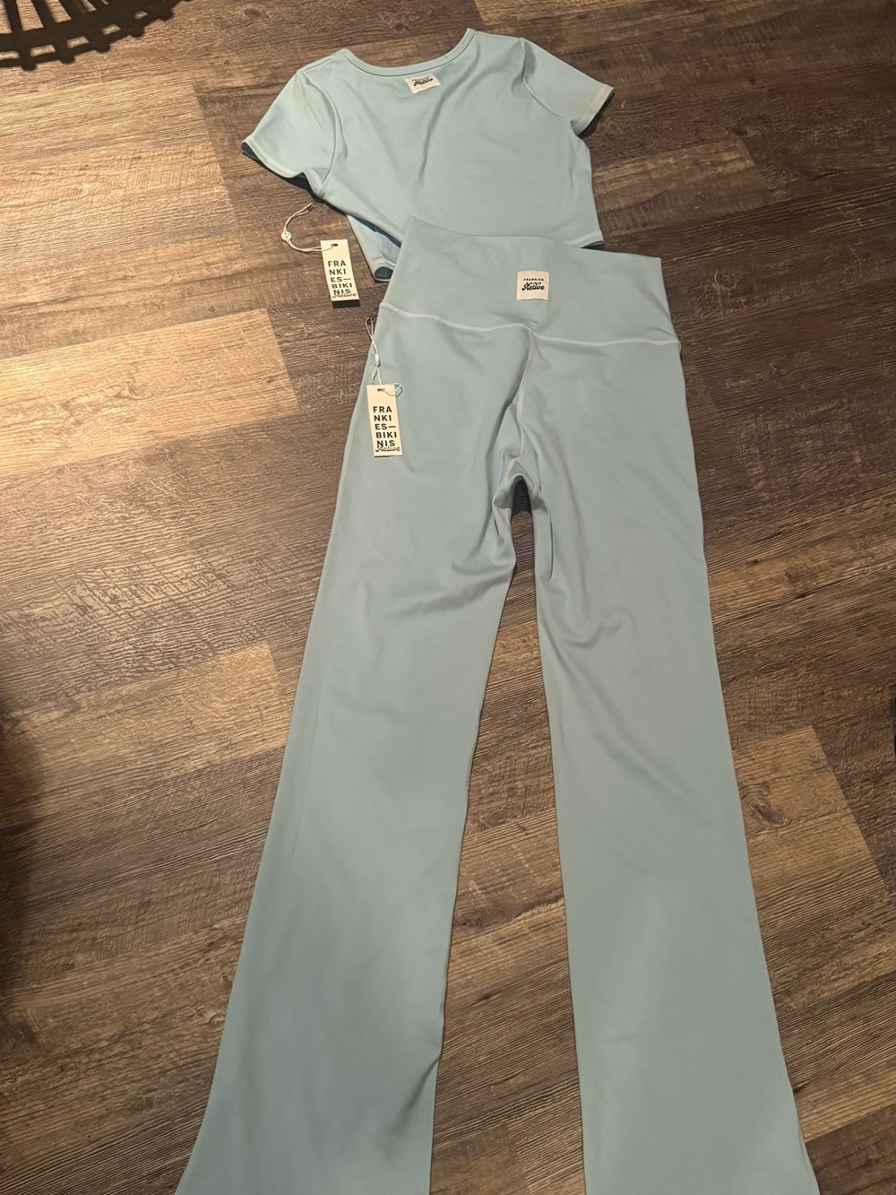 Frankie's Bikinis Active Light Blue Wide-Leg High-Rise leggings
